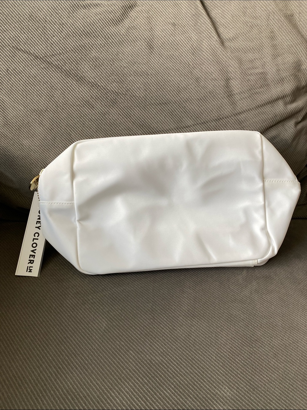 Stoney Clover Lane White Cosmetic Pouch with Gold Zipper